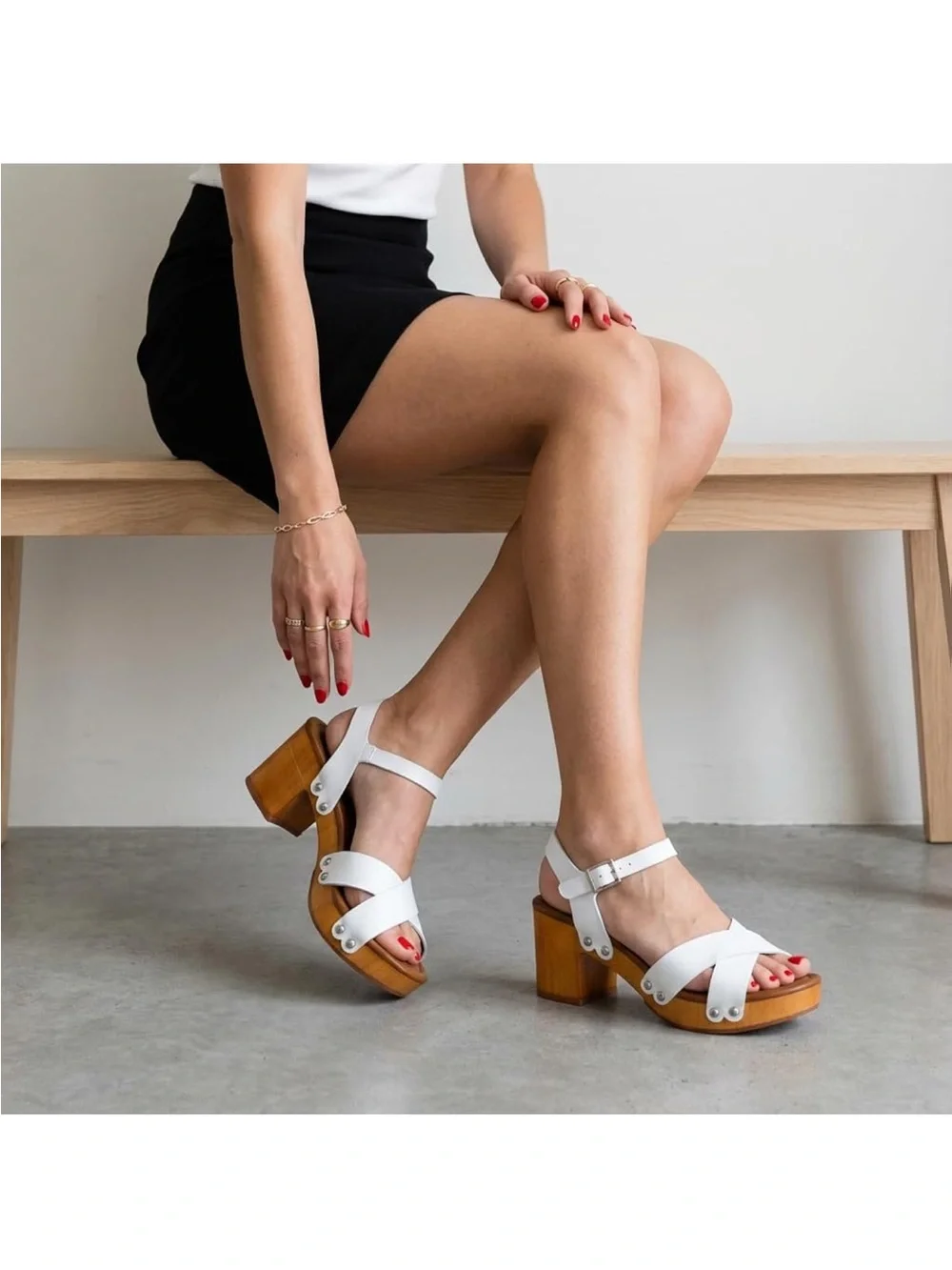 Cushionaire White Ankle-Strap Block Heel Sandal - Picture 12 of 12